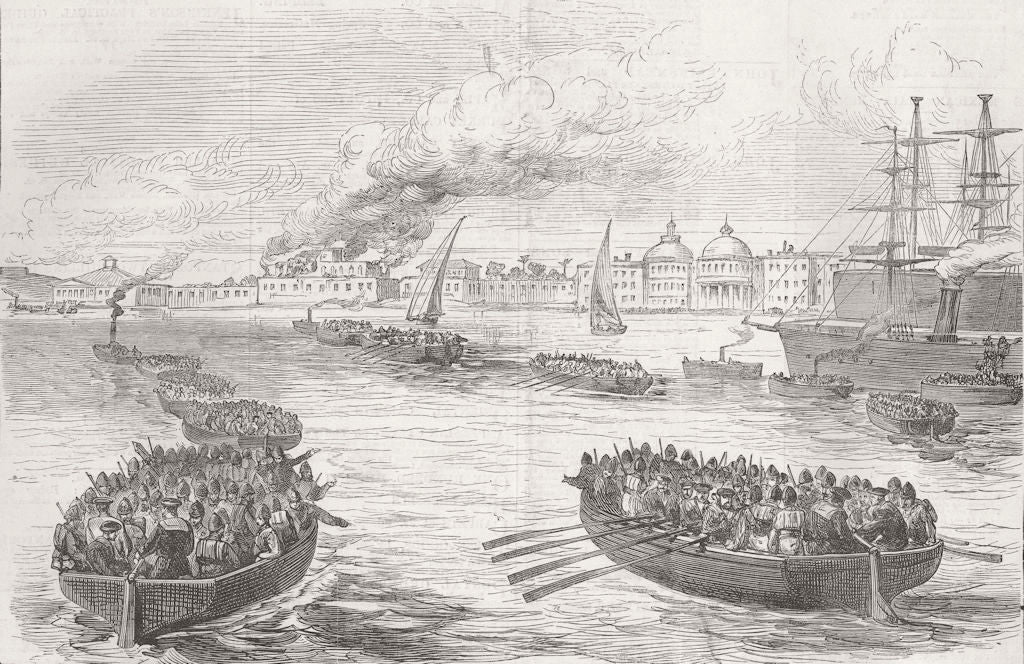 EGYPT. Landing troops, Khedive’s Palace, Alexandria 1882 old antique print